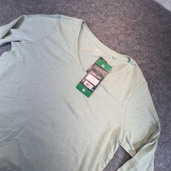 Kirkland Signature Tops - Kirkland Signature Womens XL V-Neck Slub Tee 3/4 Sleeve Cotton Sage Green NWT